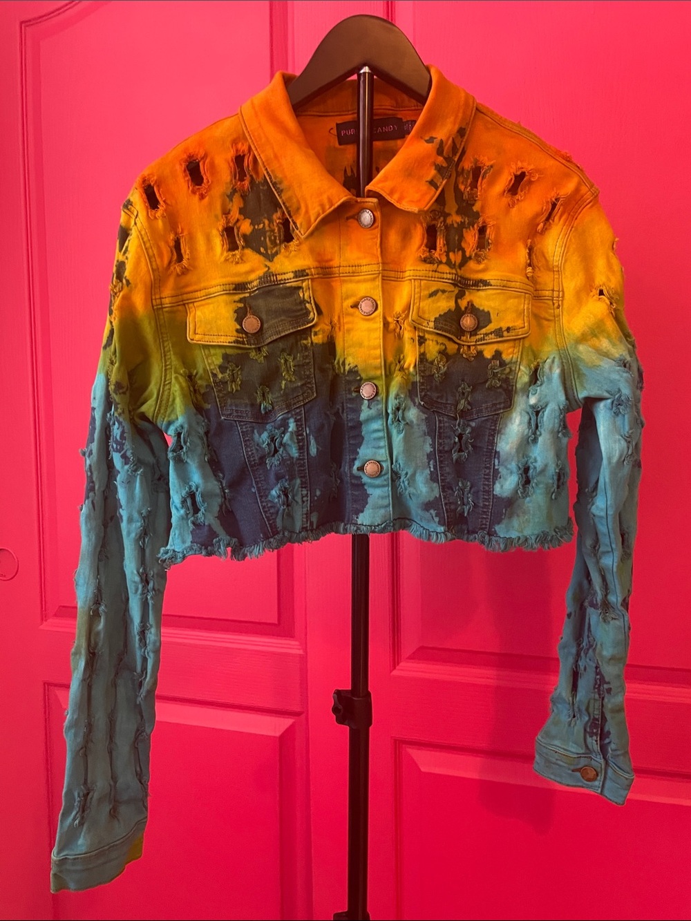 DIP DYE DESTROYED DENIM JACKET